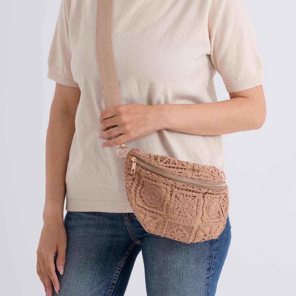 Crochet Crescent Sling Bag with Adjustable Strap - Beige_8504000_3