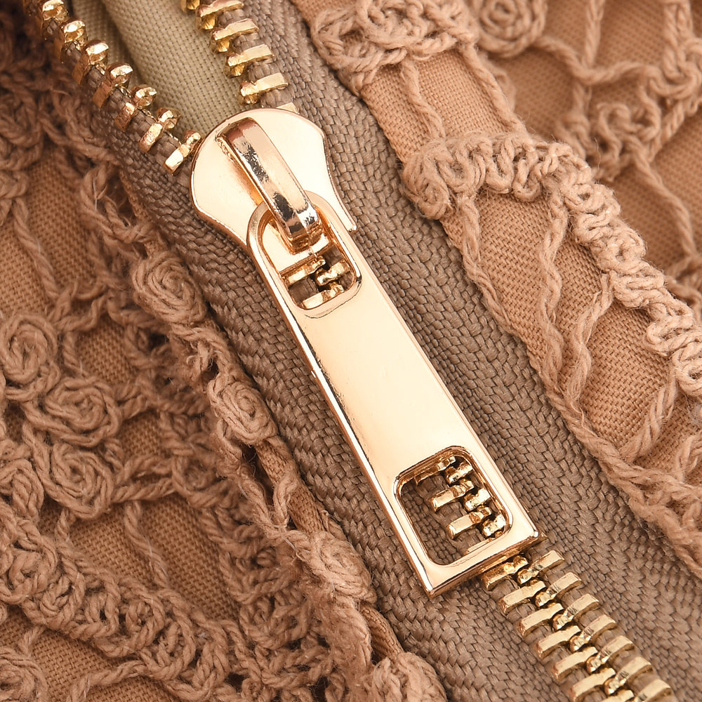 Crochet Crescent Sling Bag with Adjustable Strap - Beige_8504000_6