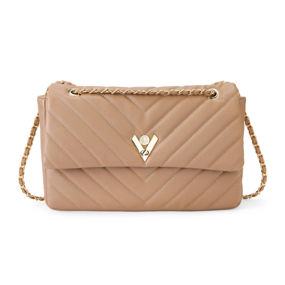 Valentino Orlandi Designer Quilted Crossbody Bag - Dark Brown_8507628