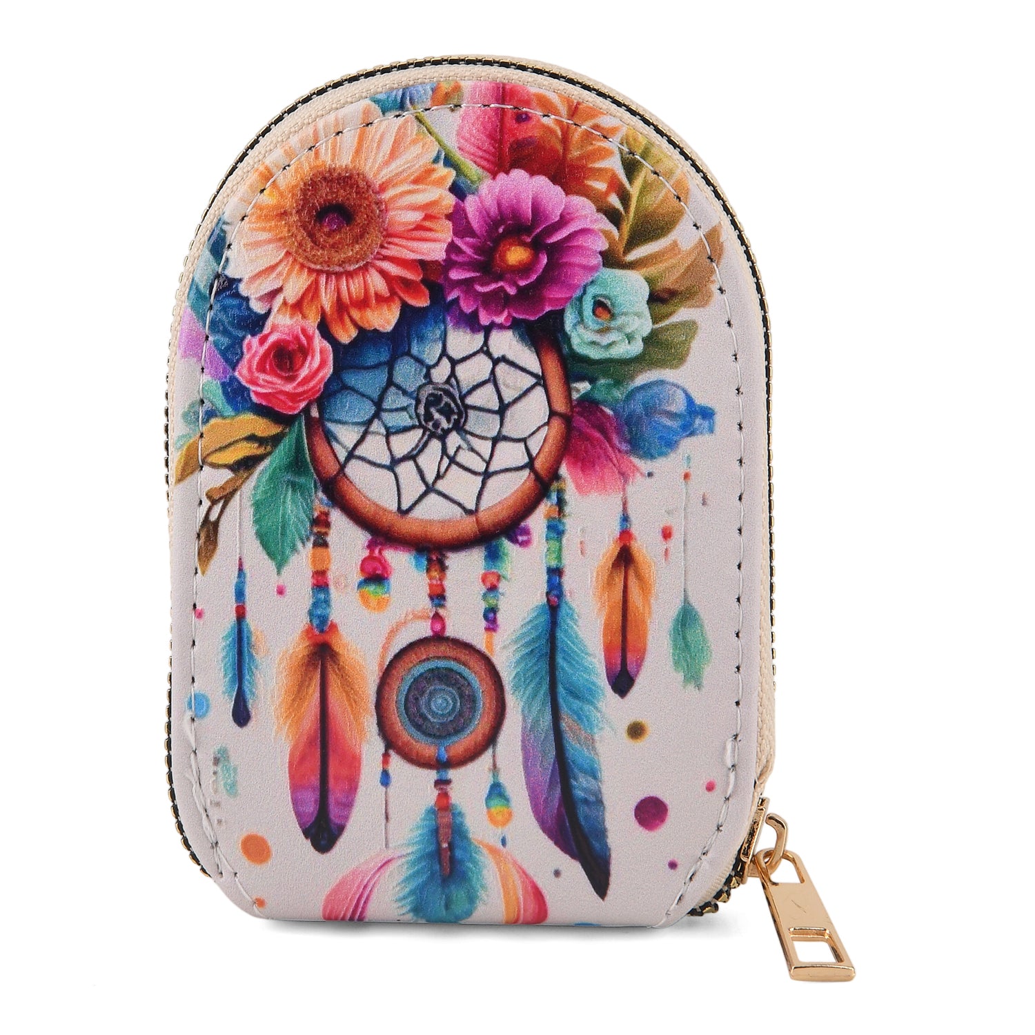 Multicolour Feather & Dreamcatcher Print RFID Card Wallet_8508209