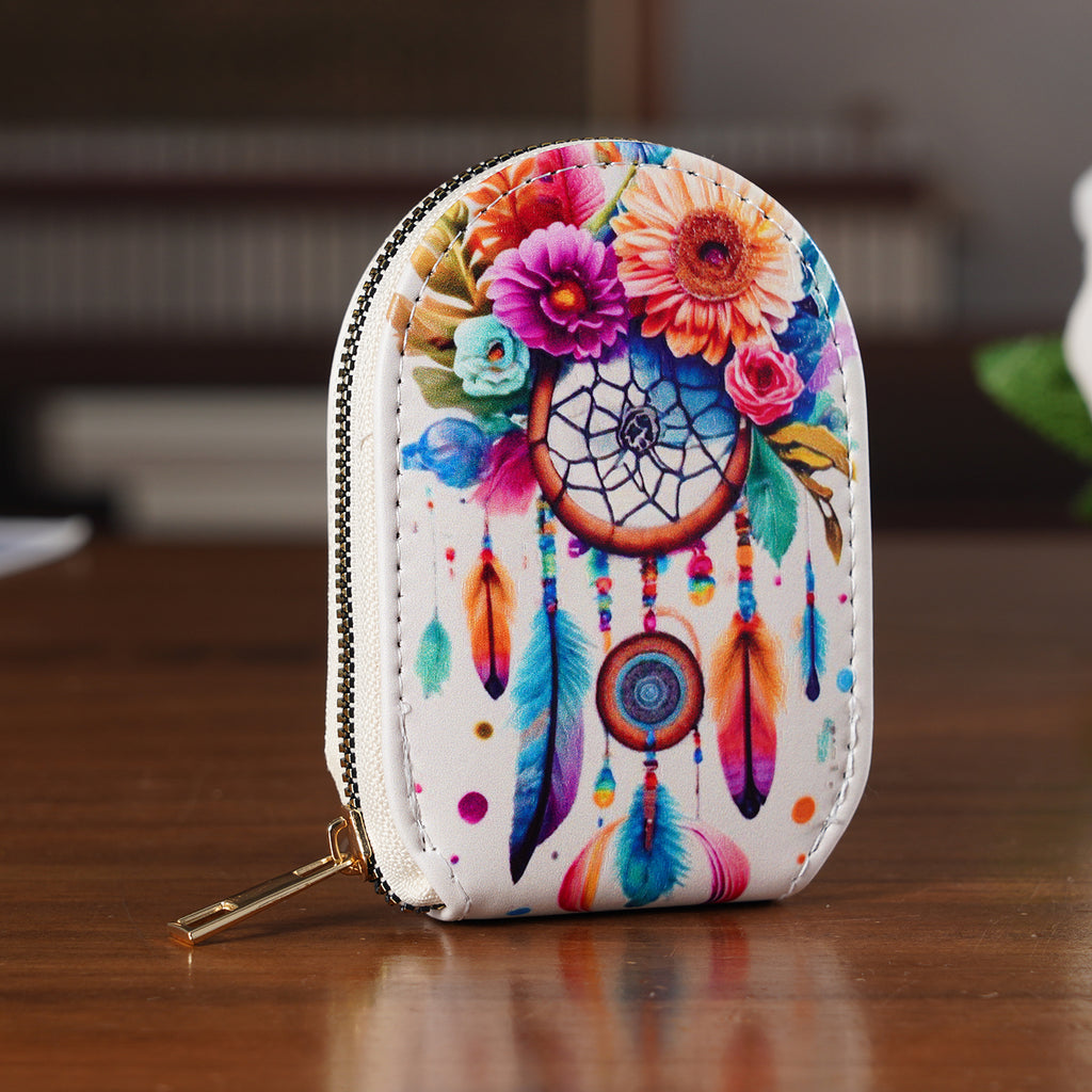 Multicolour Feather & Dreamcatcher Print RFID Card Wallet_8508209_1