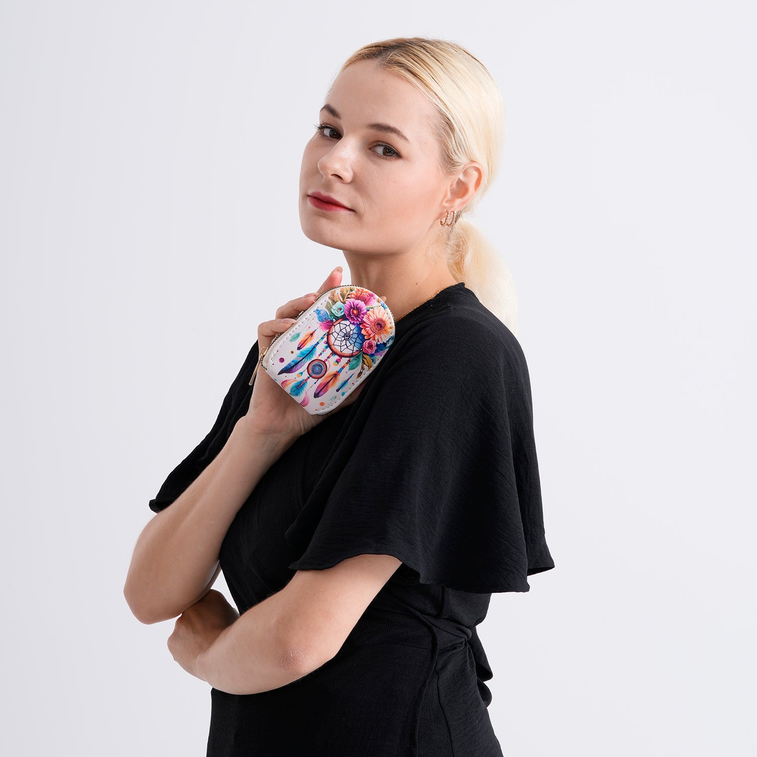 Multicolour Feather & Dreamcatcher Print RFID Card Wallet_8508209_2