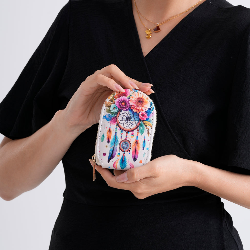 Multicolour Feather & Dreamcatcher Print RFID Card Wallet_8508209_3