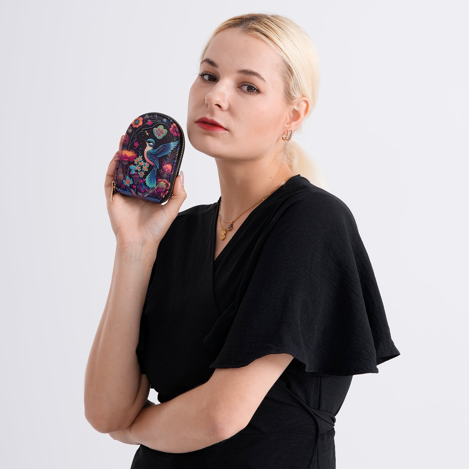 Bird and Flower Print RFID Card Wallet - Multi Colour_8508231_2