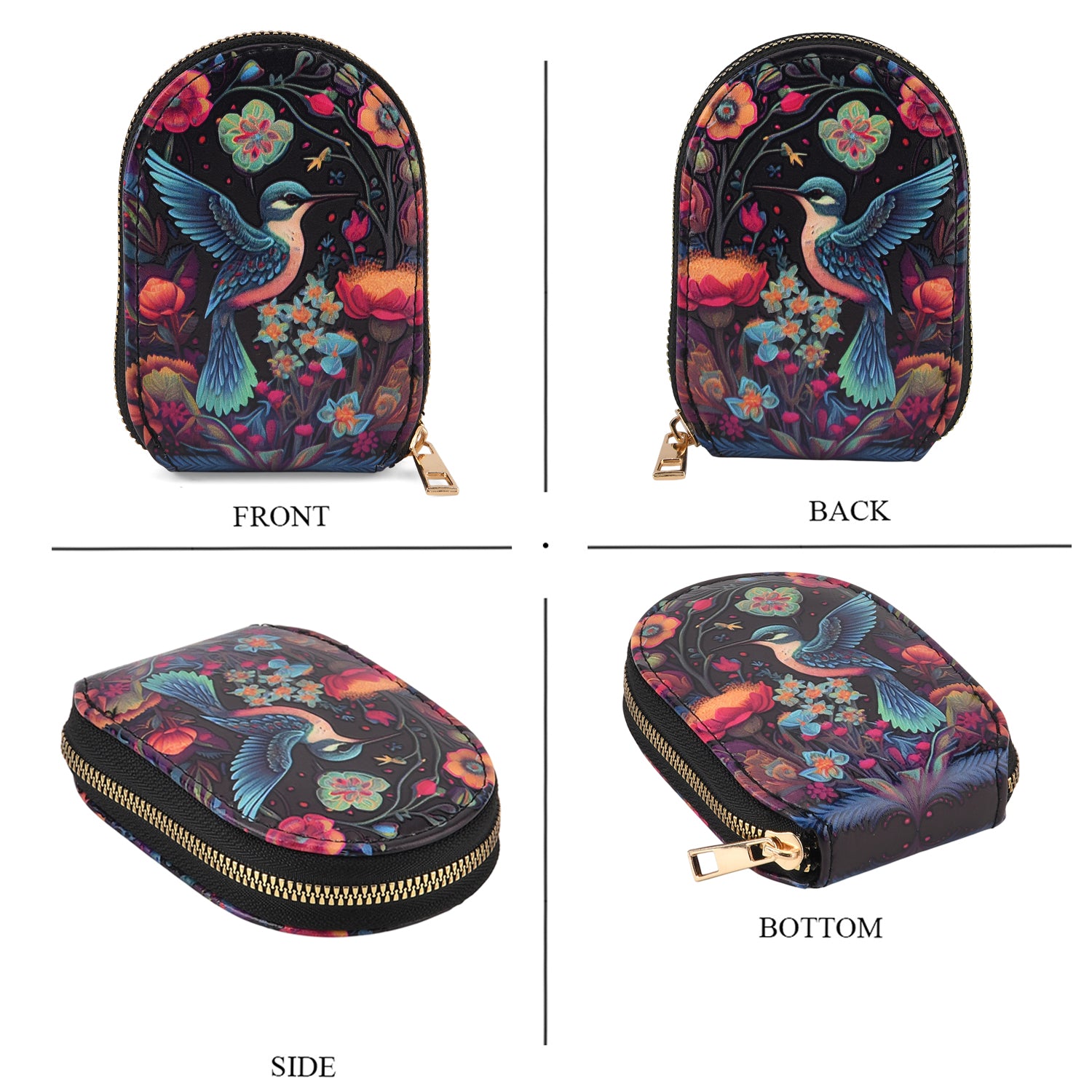 Bird and Flower Print RFID Card Wallet - Multi Colour_8508231_4