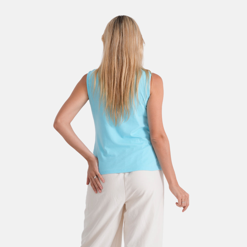 & Maisi Solid Blouse (Size - Small) - Sky Blue_8509214_2