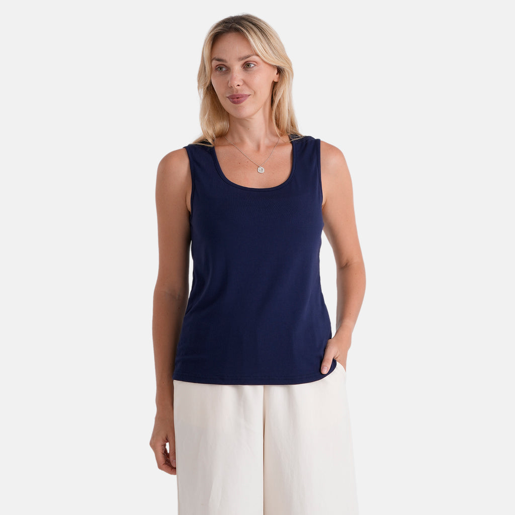 & Maisi Solid Blouse (Size - Small) - Navy Blue_8509222