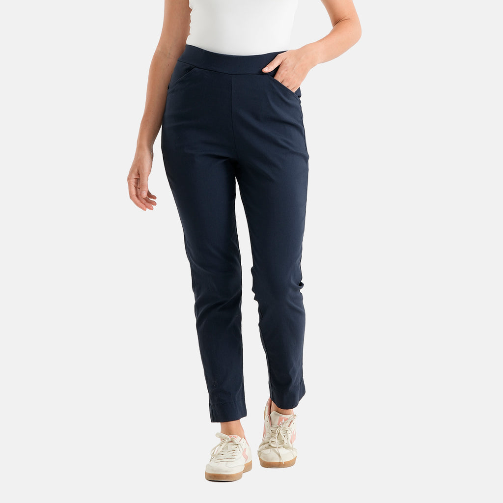 & Maisi Bengajeans Stretch Trousers with Pockets and 28Inch Leg (Size 12) - Navy Blue_8509765_3