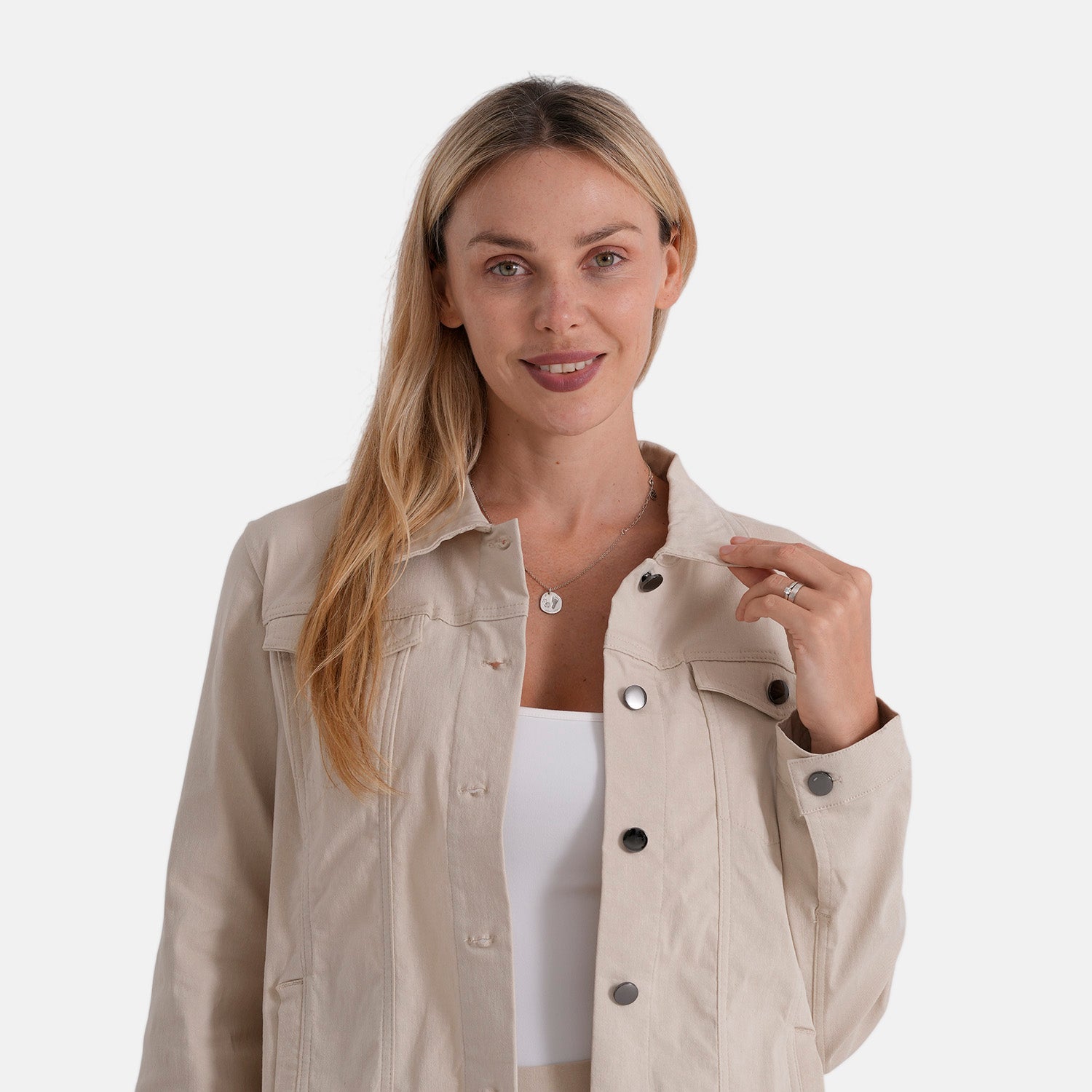 & Maisi Solid Jacket (Size - 14) - Beige_8510290_3