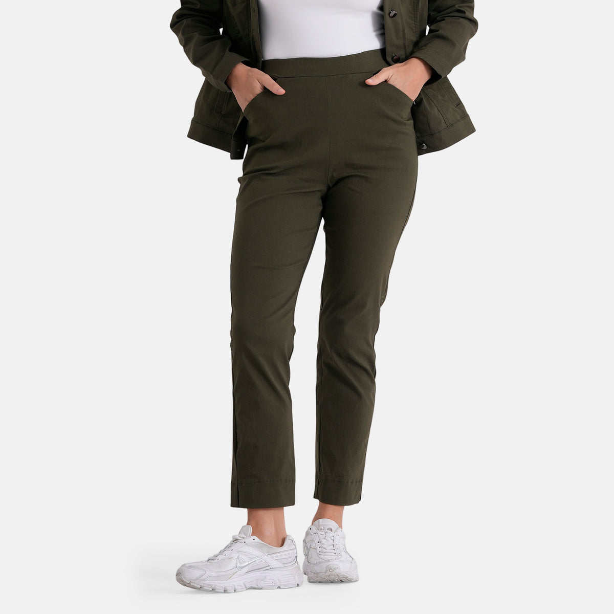 & Maisi Patterned Jean and Pant/Trouser (Size - 12) - Olive Green_8510356