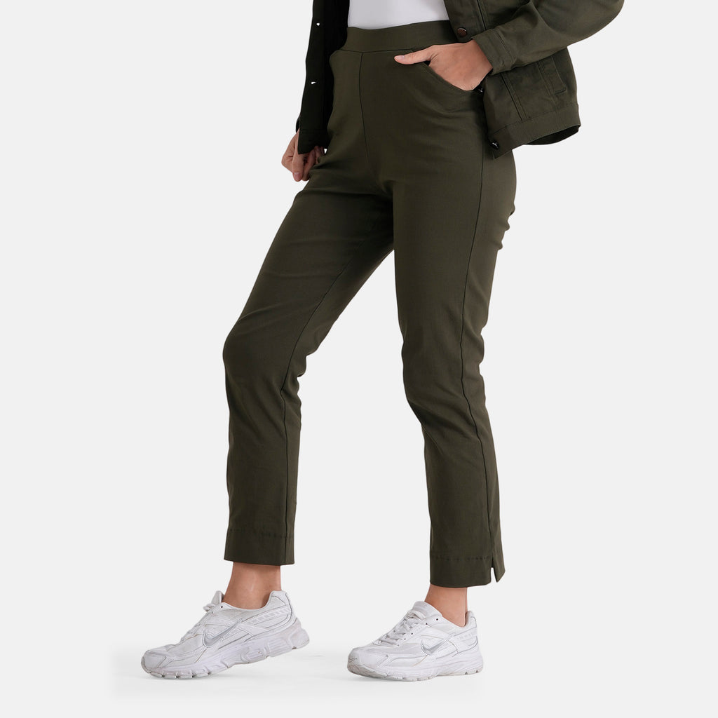 & Maisi Patterned Jean and Pant/Trouser (Size - 12) - Olive Green_8510356_2