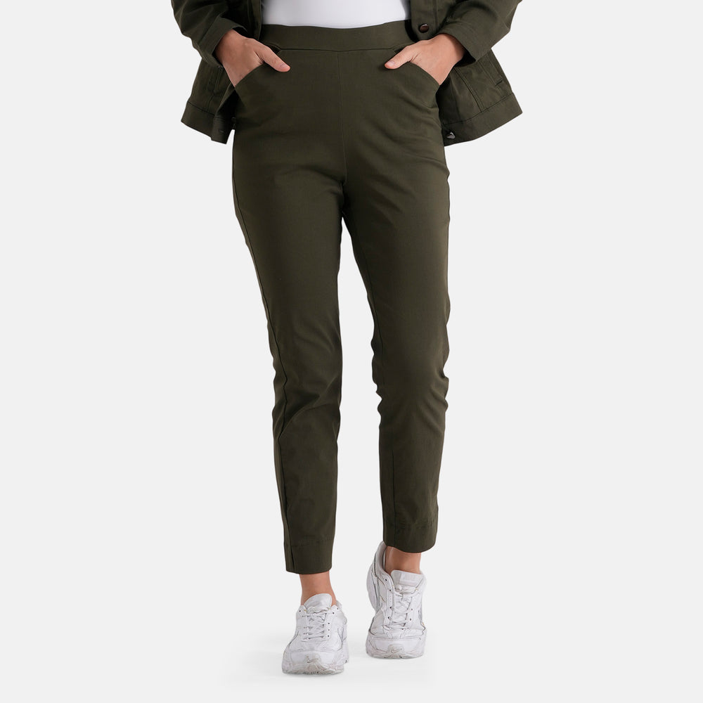 & Maisi Patterned Jean and Pant/Trouser (Size - 12) - Olive Green_8510356_3