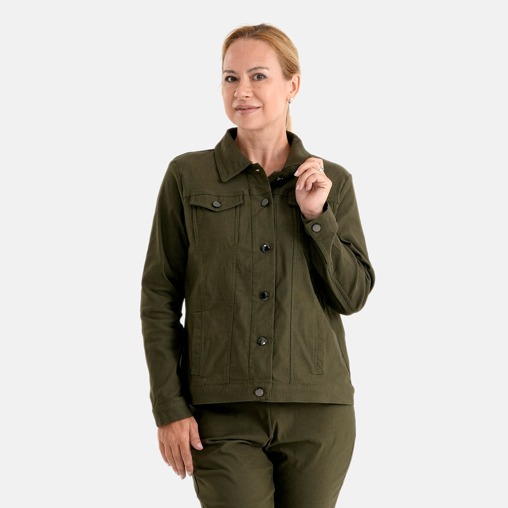 & Maisi Solid Jacket (Size - 12) - Olive Green_8510416