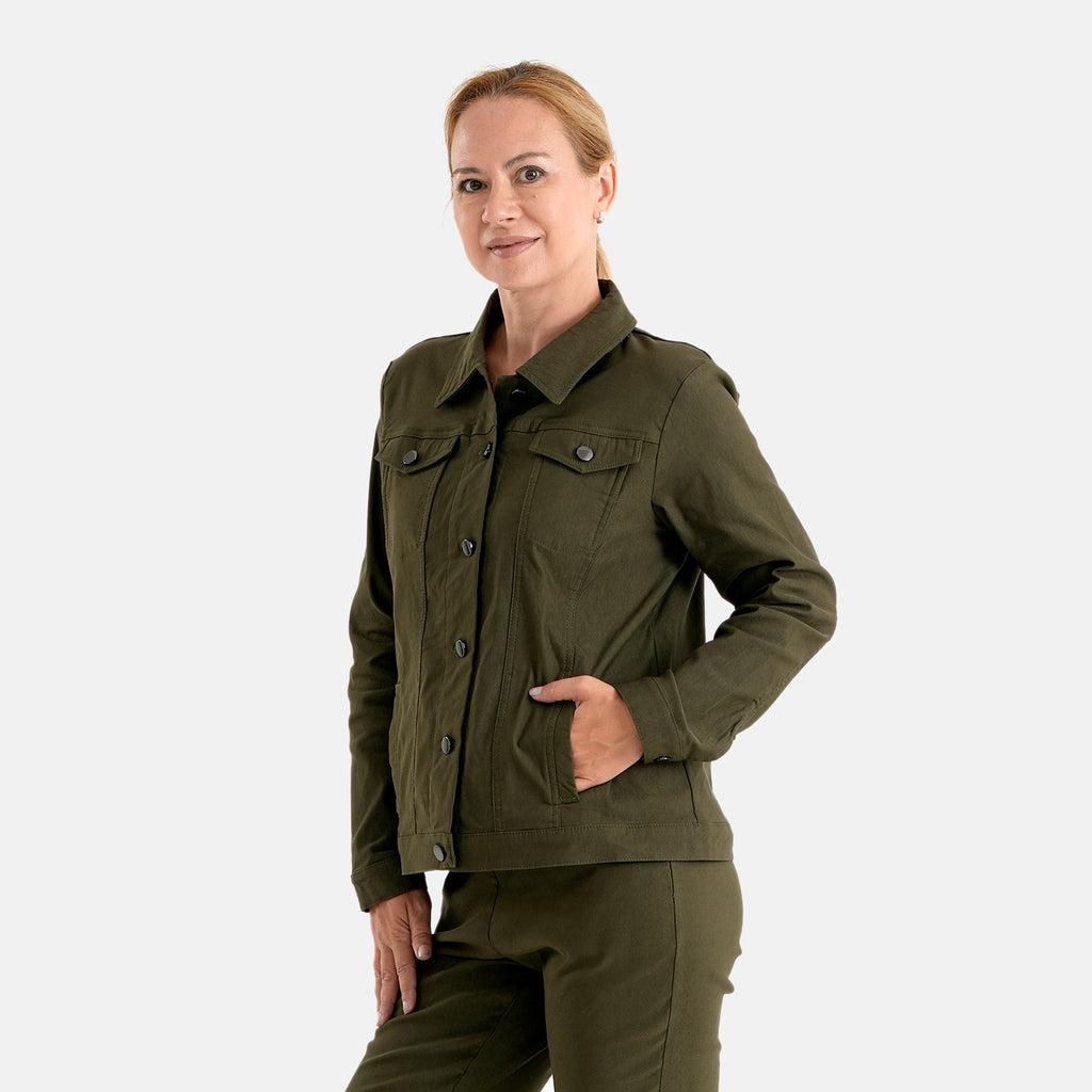 & Maisi Solid Jacket (Size - 12) - Olive Green_8510416_2