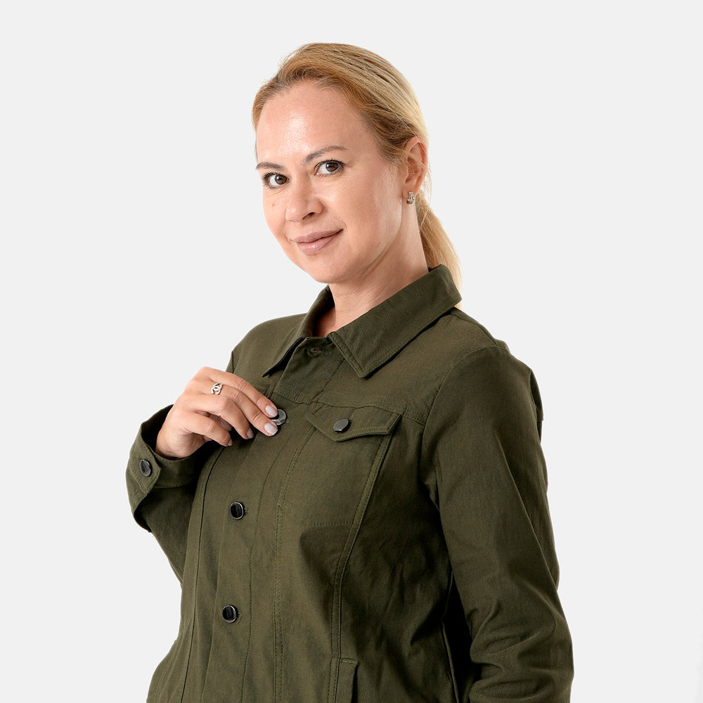 & Maisi Solid Jacket (Size - 12) - Olive Green_8510416_3