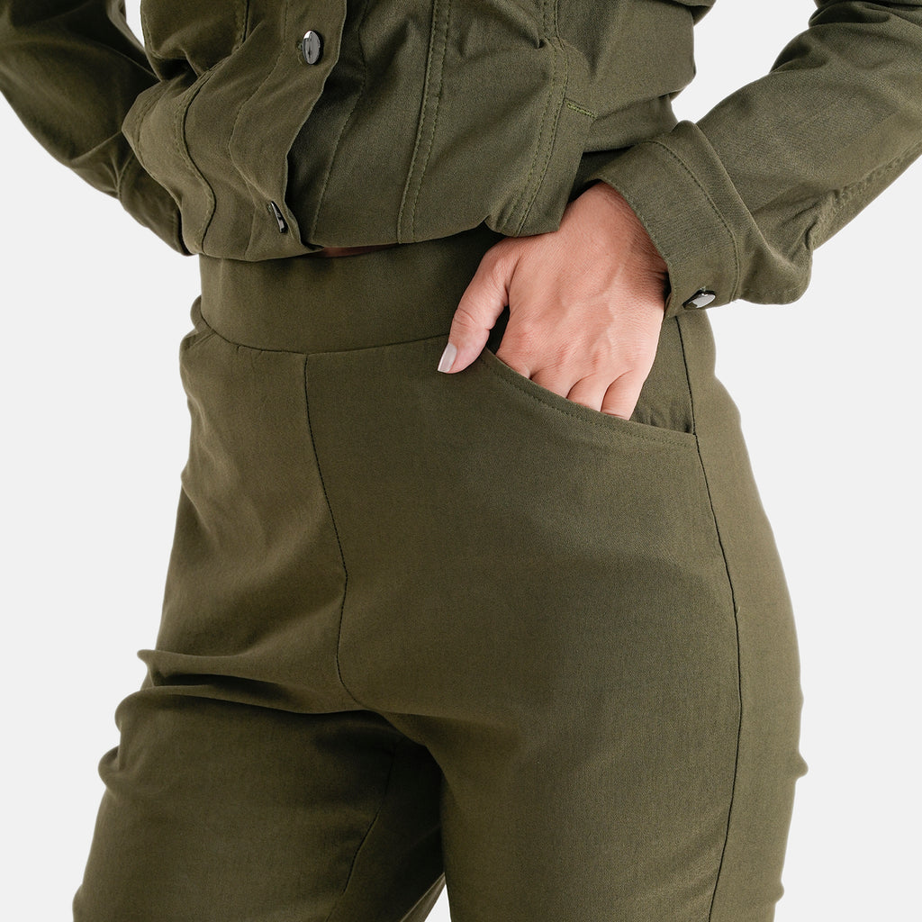 & Maisi Patterned Jean and Pant/Trouser (Size - 12) - Olive Green_8511543_3