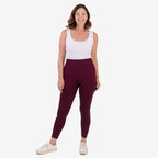 Emelia Pack of 2 Womens High Waisted Fleece Lined Thermal Leggings (Size L) - Navy & Burgundy_8512266_1