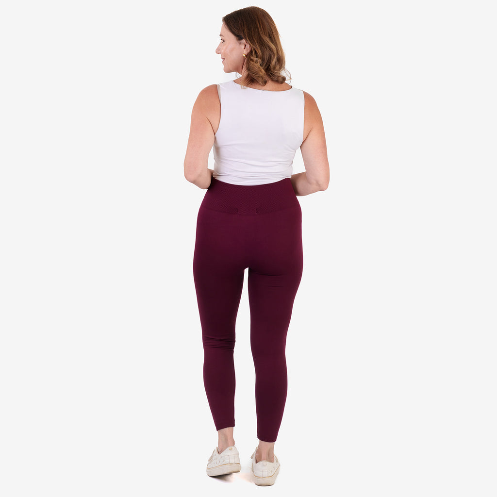 Emelia Pack of 2 Womens High Waisted Fleece Lined Thermal Leggings (Size L) - Navy & Burgundy_8512266_3