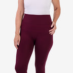 Emelia Pack of 2 Womens High Waisted Fleece Lined Thermal Leggings (Size L) - Navy & Burgundy_8512266_4