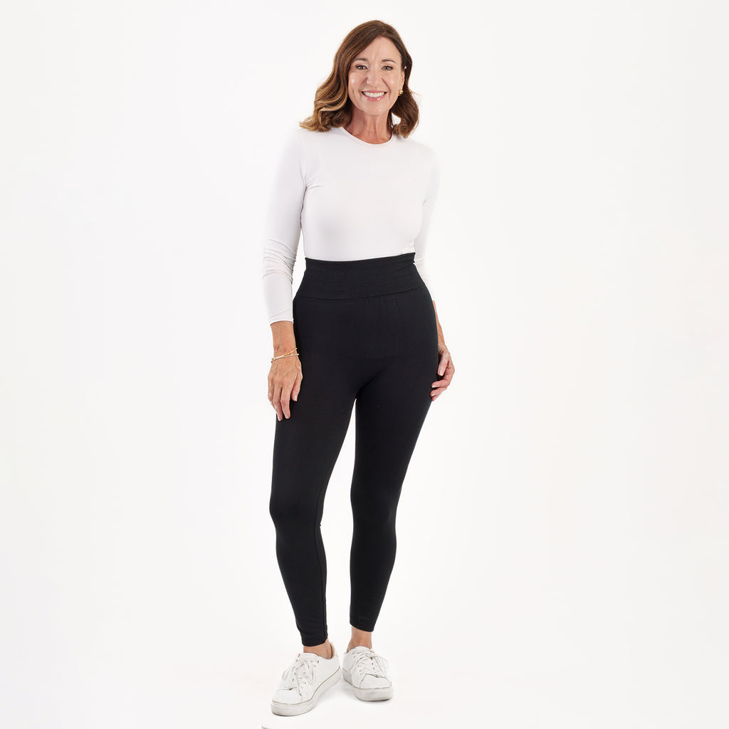 Emelia Pack of 2 Womens High Waisted Fleece Lined Thermal Leggings (Size M) - Khaki & Black_8512271_6
