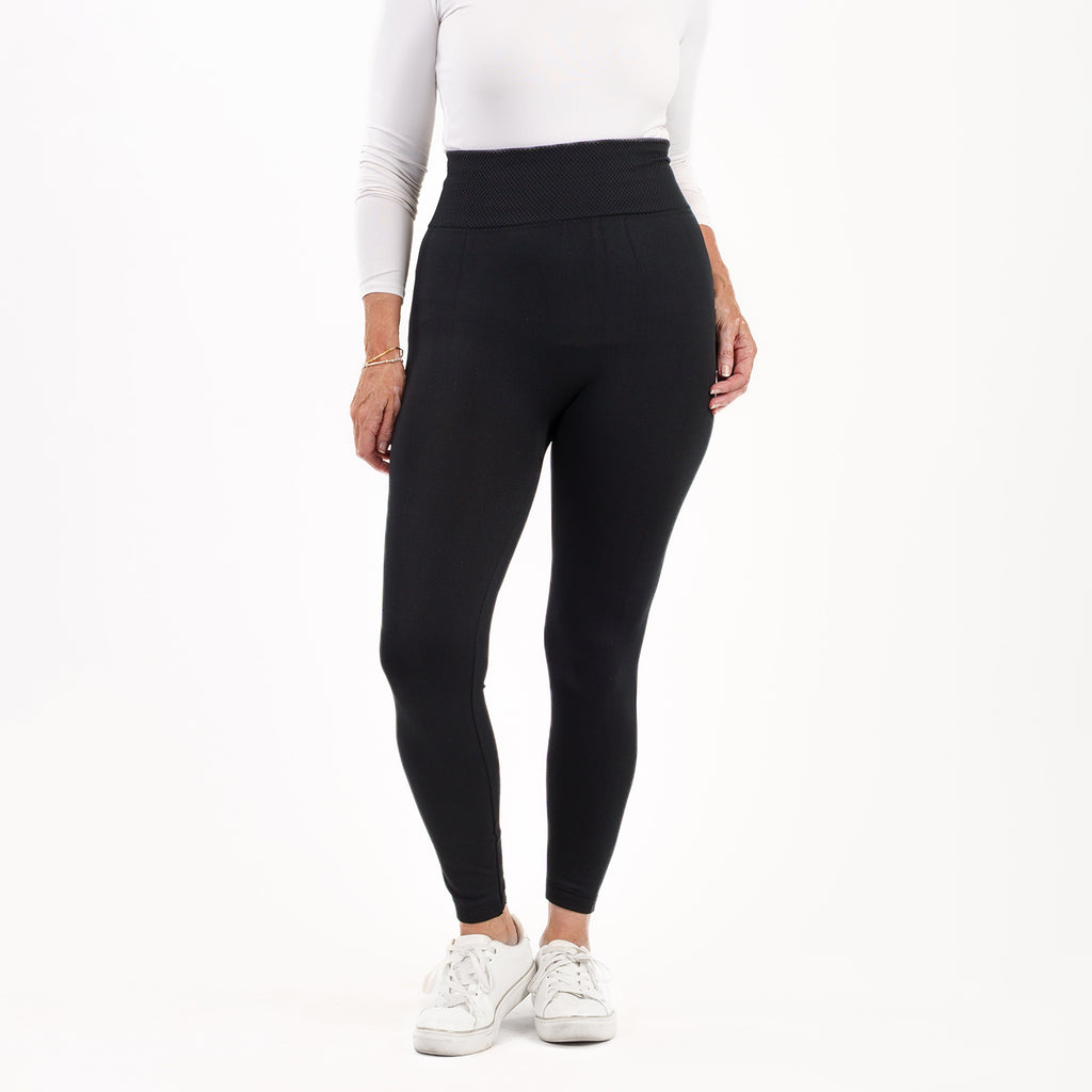 Emelia Pack of 2 Womens High Waisted Fleece Lined Thermal Leggings (Size M) - Khaki & Black_8512271_7