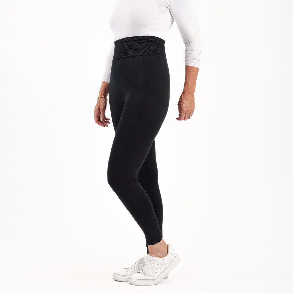 Emelia Pack of 2 Womens High Waisted Fleece Lined Thermal Leggings (Size M) - Khaki & Black_8512271_8