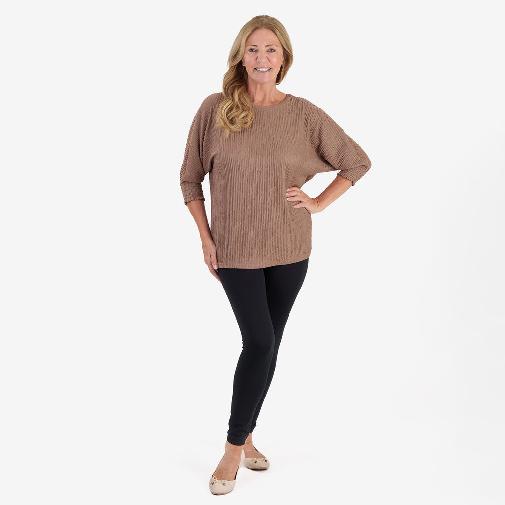 & Maisi Womens Plisse Batwing Sleeve Top (Size L) - Walunt_8512421_1