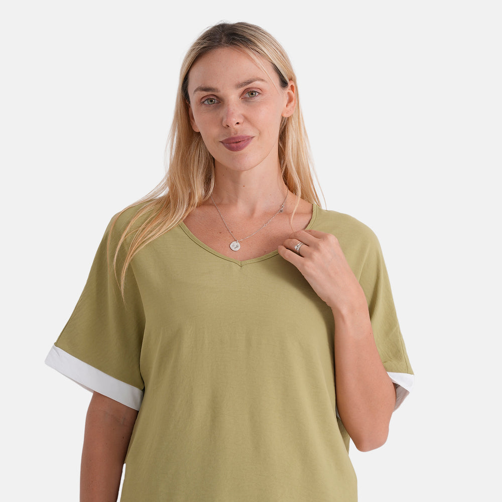& Maisi Patterned Top (Size - Small) - Green & Green_8513384_4
