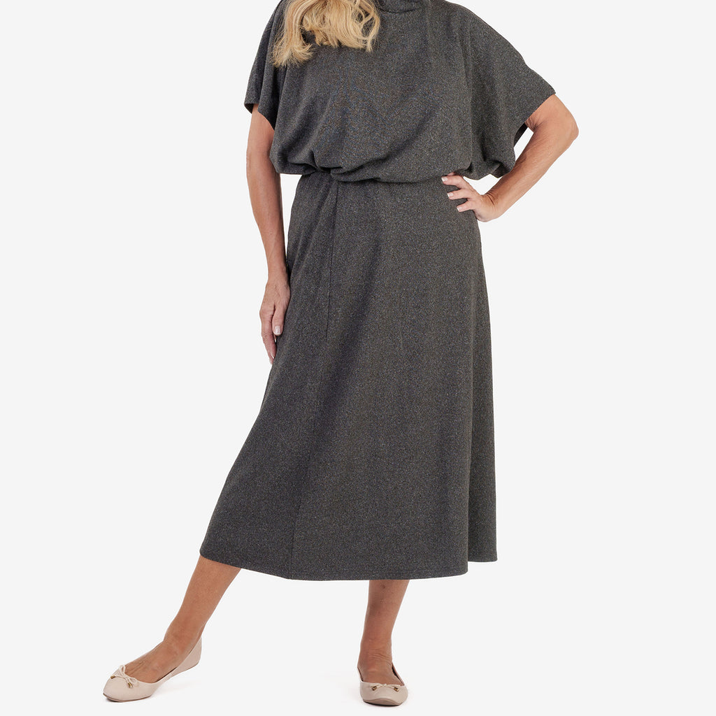& Maisi Brushed Long Skirt (Size L) - Dark Grey_8513729