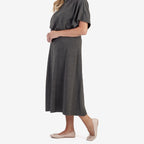 & Maisi Brushed Long Skirt (Size L) - Dark Grey_8513729_1