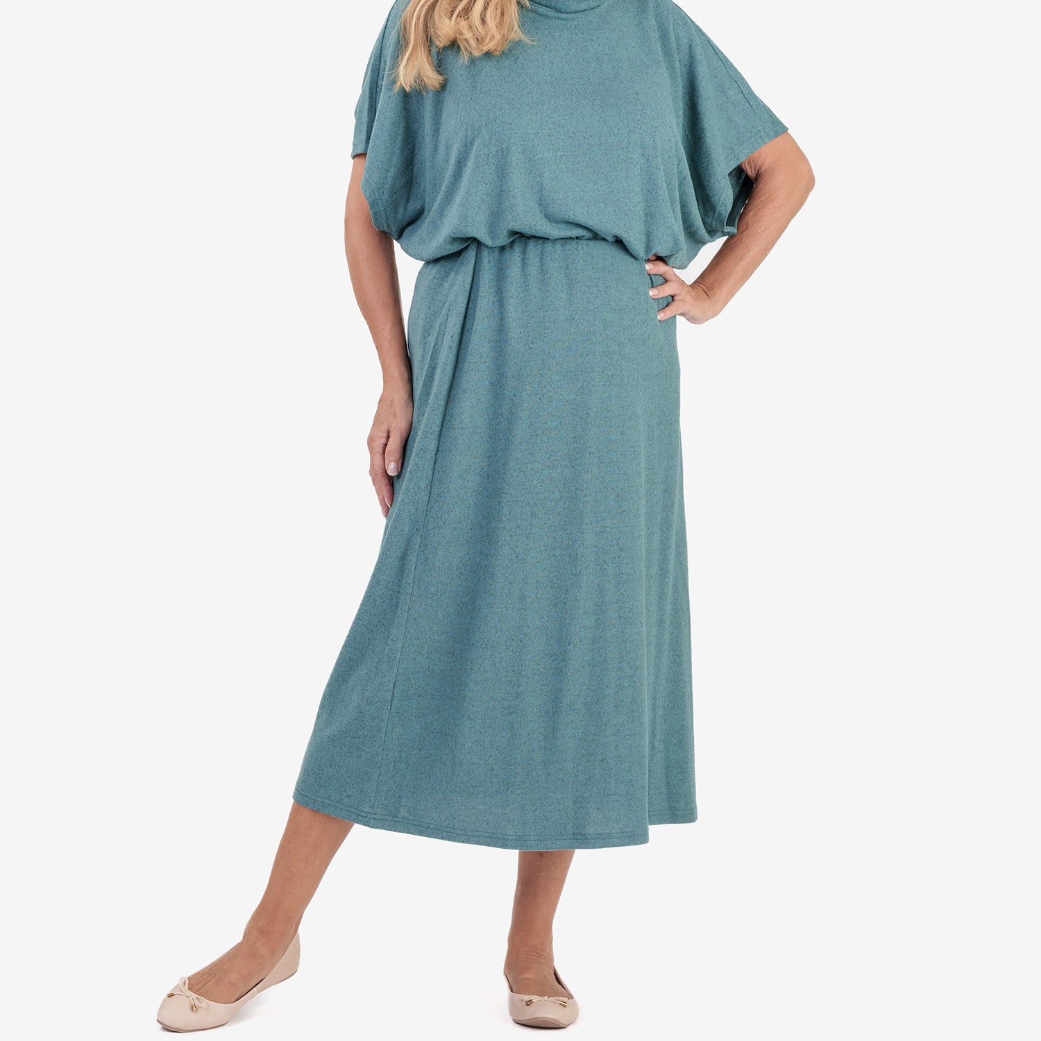 & Maisi Brushed Long Skirt (Size L) - Teal_8513733