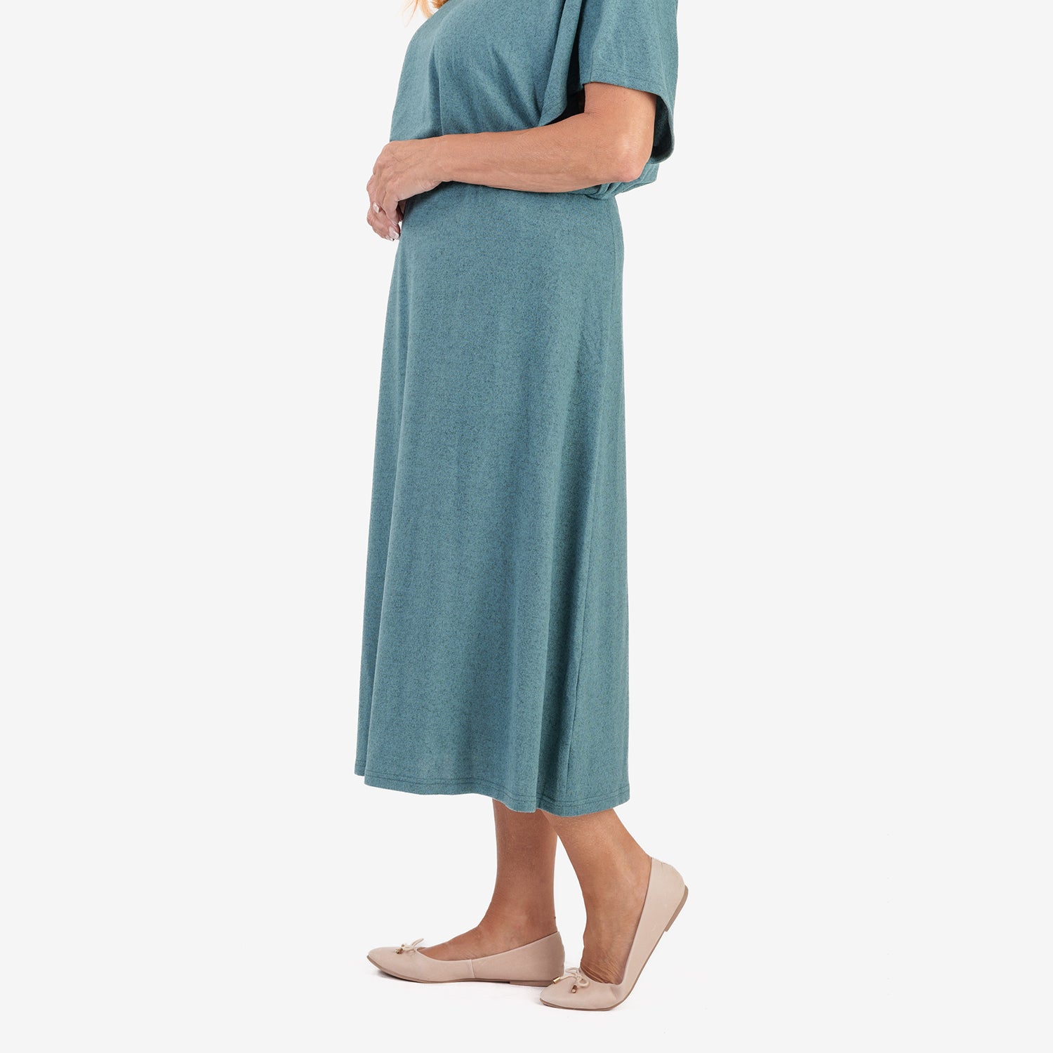 & Maisi Brushed Long Skirt (Size L) - Teal_8513733_1