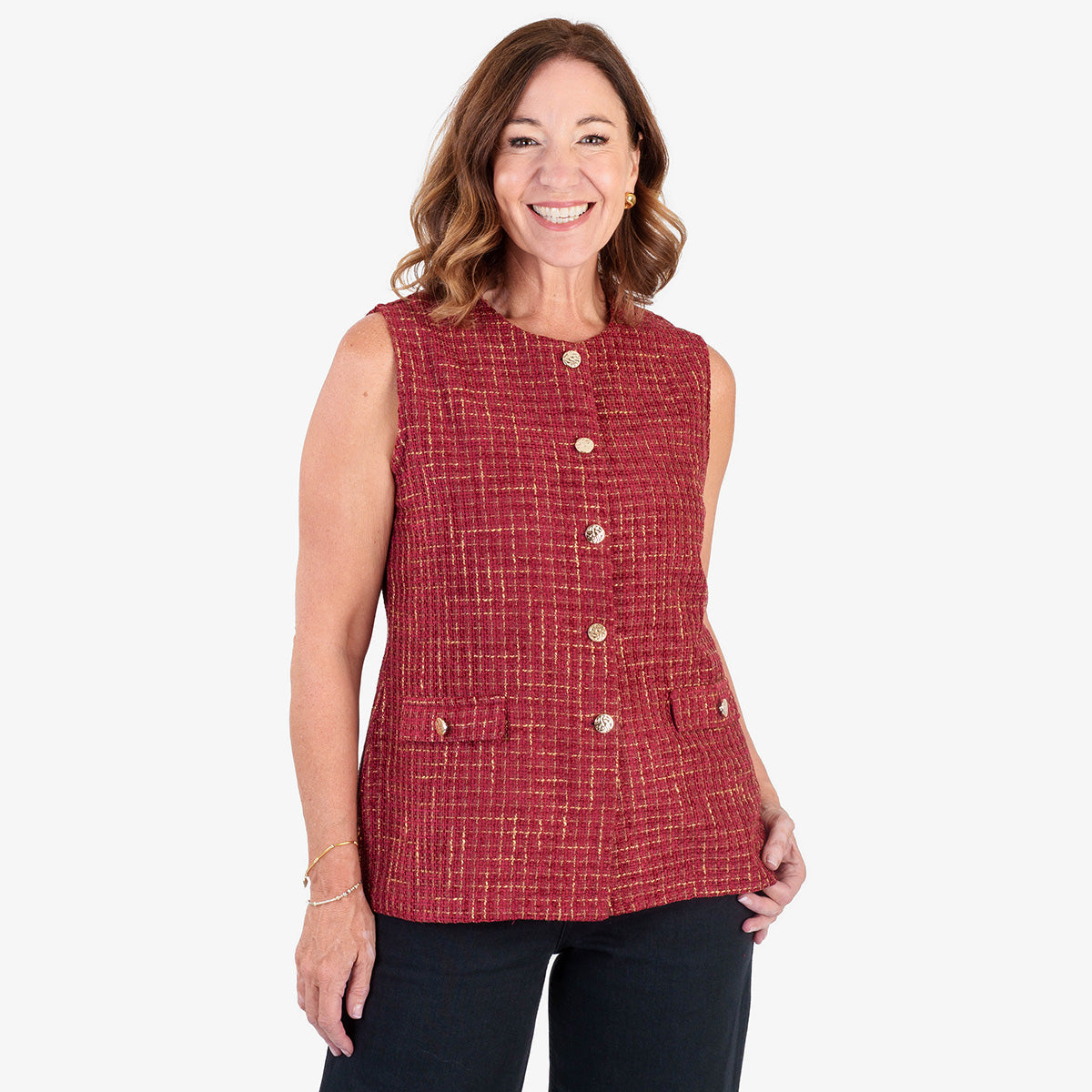 & Maisi  Vest/Waistcoat (Size - Large) - Burgundy_8513741