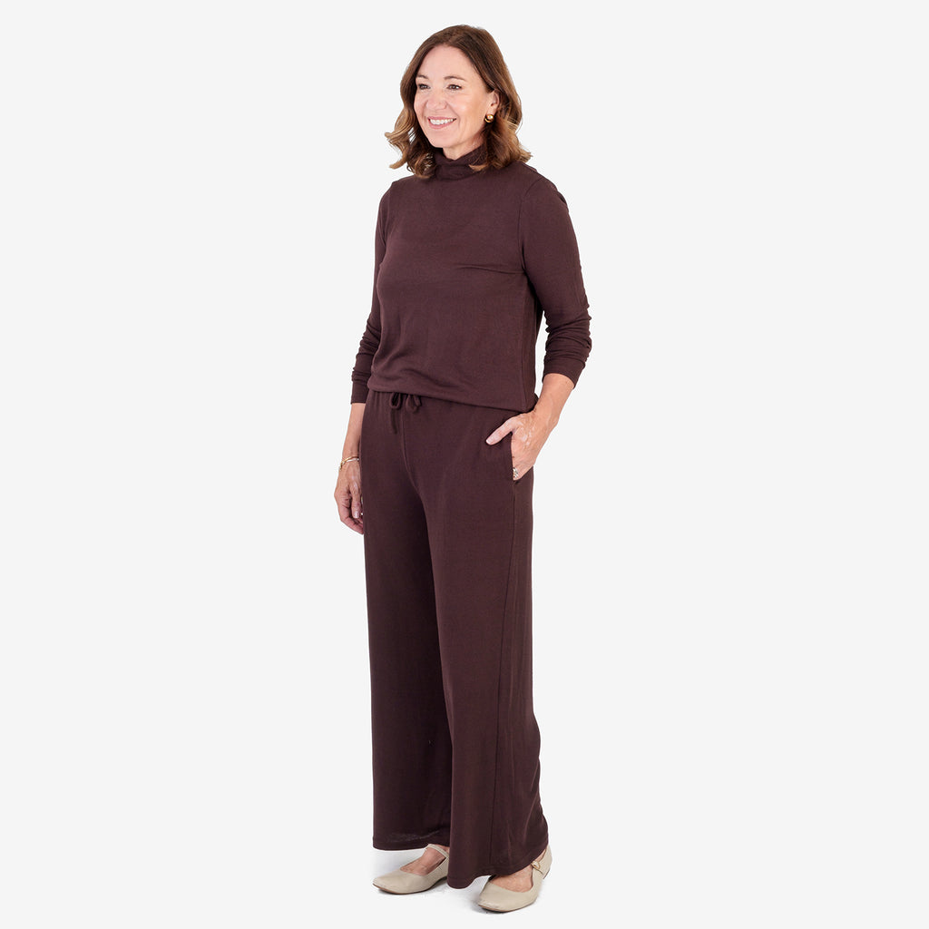 & Maisi Brushed Marl Turtle Neck Top (Size L, 16-18) - Chocolate_8514820_2