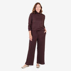 & Maisi Brushed Marl Wide-Leg Trousers With Drawstring Waist (Size L, 16-18) - Chocolate_8515505_1