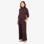 & Maisi Brushed Marl Wide-Leg Trousers With Drawstring Waist (Size L, 16-18) - Chocolate_8515505_2