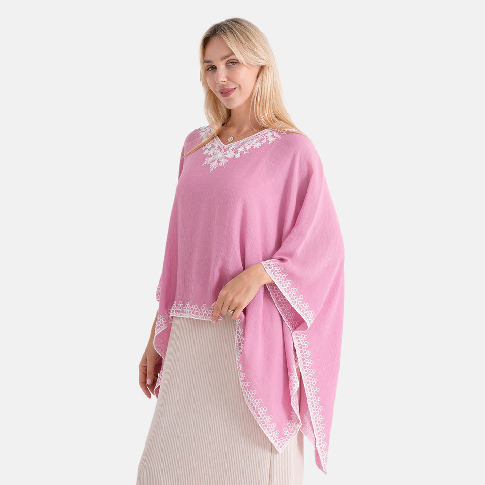 & Maisi Embroidery Kaftan Top (Size - One Size) - Pink_8516253_3