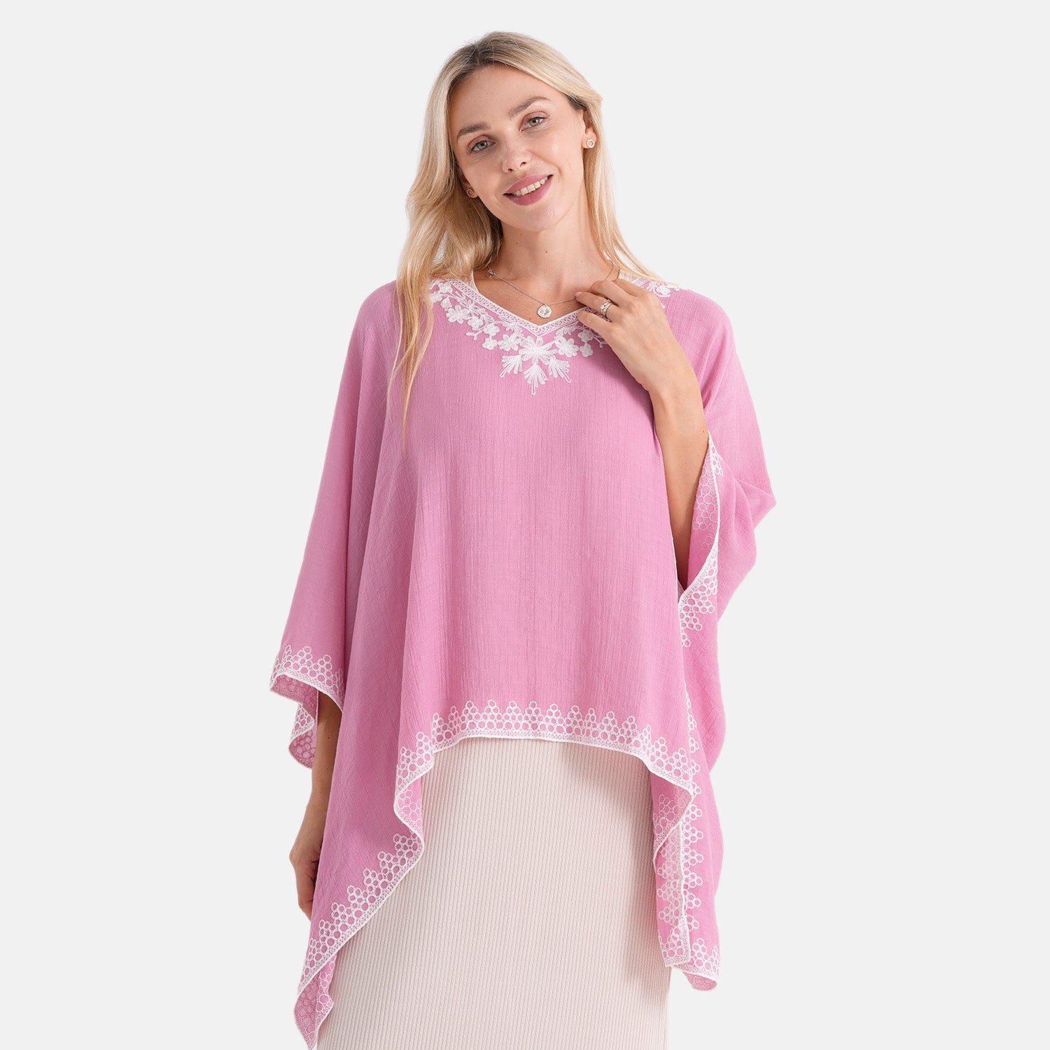 & Maisi Embroidery Kaftan Top (Size - One Size) - Pink_8516253_4