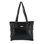 Styled by Genuine Leather Patchwork Tote Bag - Black_8517799