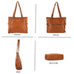 Styled by Genuine Leather Patchwork Tote Bag - Tan_8517800