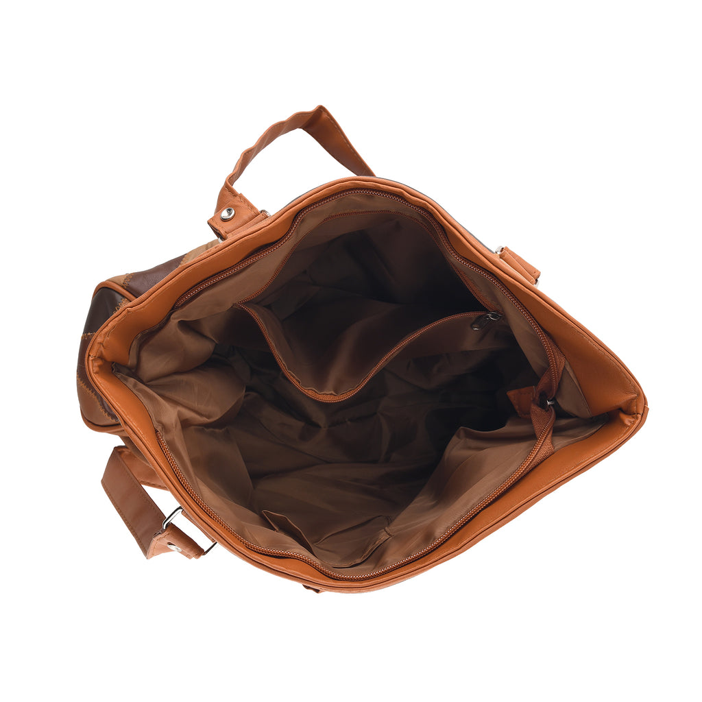Styled by Genuine Leather Patchwork Tote Bag - Multi Colour_8517802