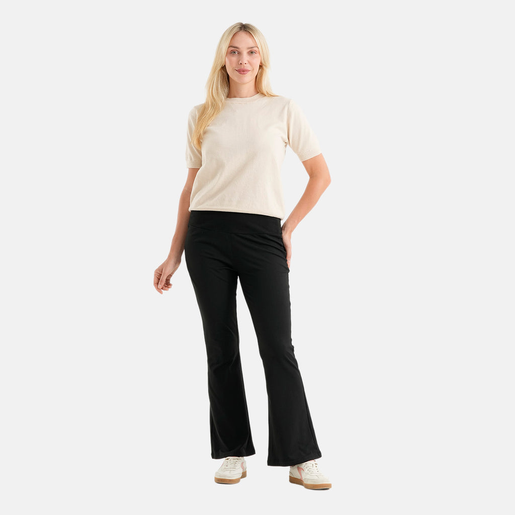 & Maisi Bootcut High-waist Supersoft Brushed Trousers (Size L, Fit 16 To 18) - Black_8518602