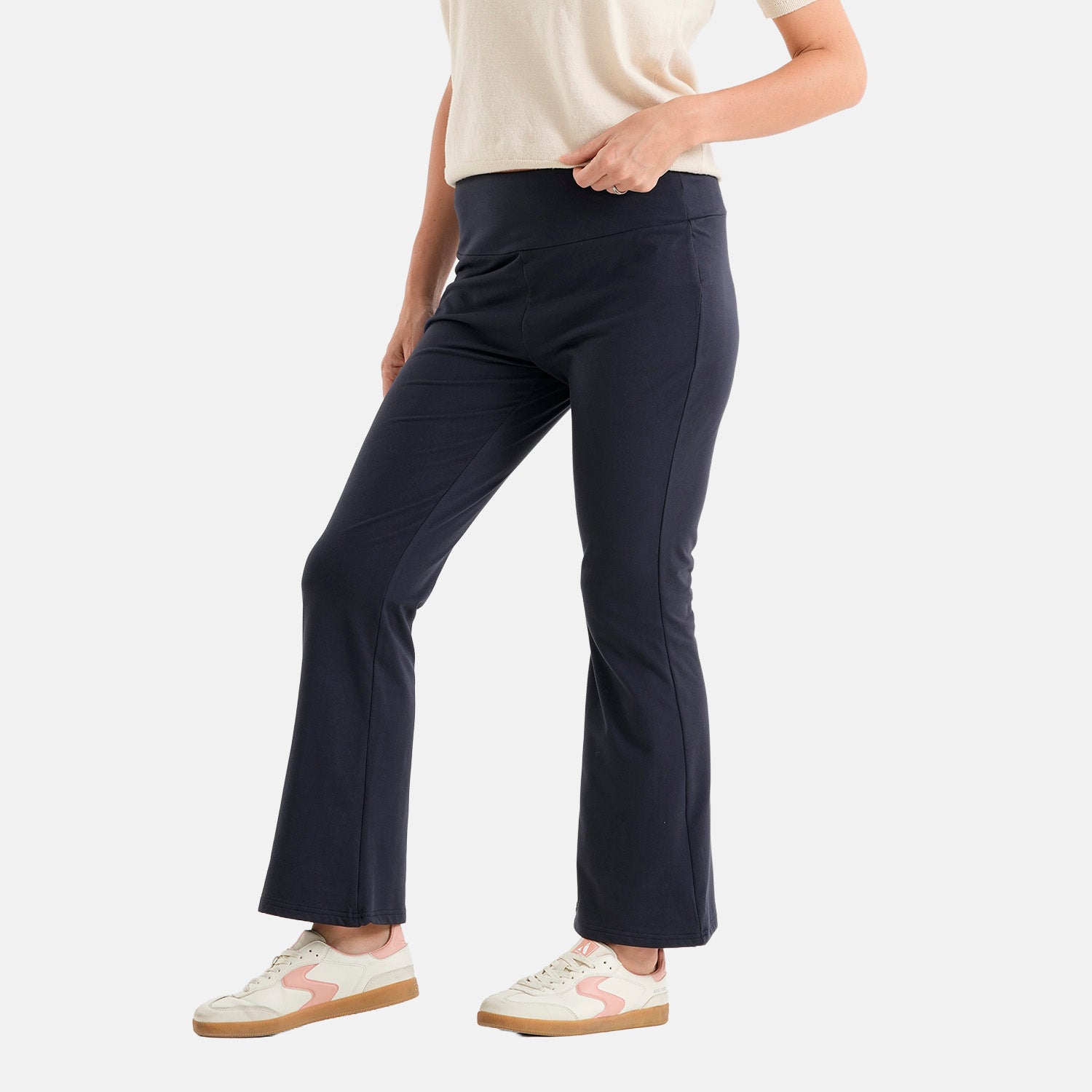 & Maisi Bootcut High-waist Supersoft Brushed Trousers (Size L, Fit 16 To 18) - Navy Blue_8518604_4