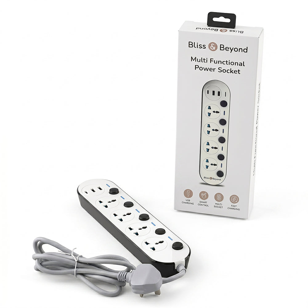 Multi-Functional 4-Outlet & 3-USB Power Strip (UK Plug) (31.4x7.5x3cm) - White_8518890