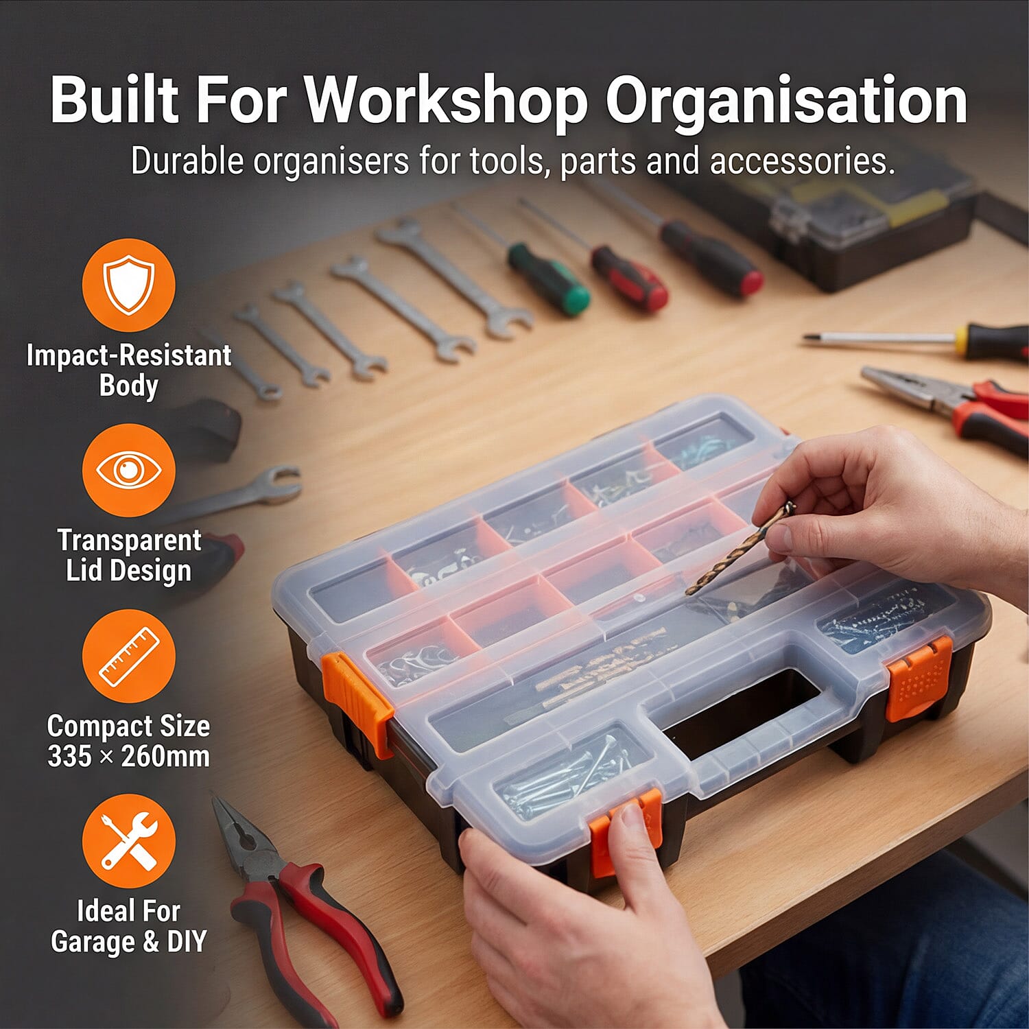 2Pc 17 Compartment Stackable Organiser with Detachable Dividers 335 x 260mm