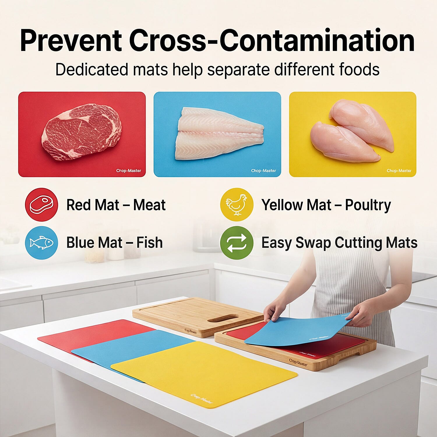 Chop Master Complete Chopping Board System with Chopping Mats - Trays