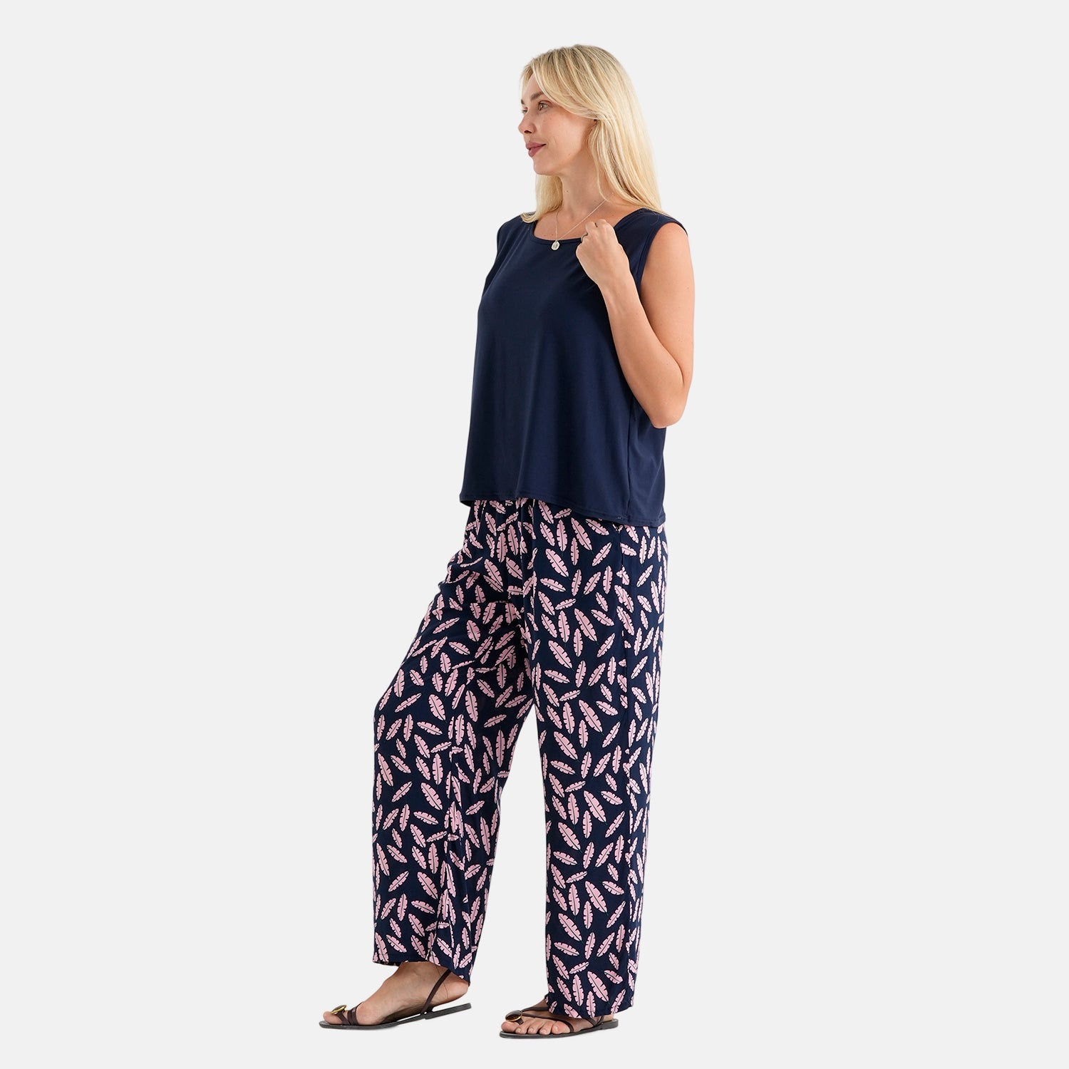 & Maisi Patterned Loungwear (Size - Large) - Navy Blue & Navy Blue_8521092_2