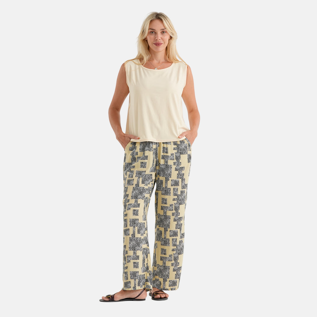 & Maisi Patterned Loungwear (Size - Large) - Yellow & Navy Blue_8521101