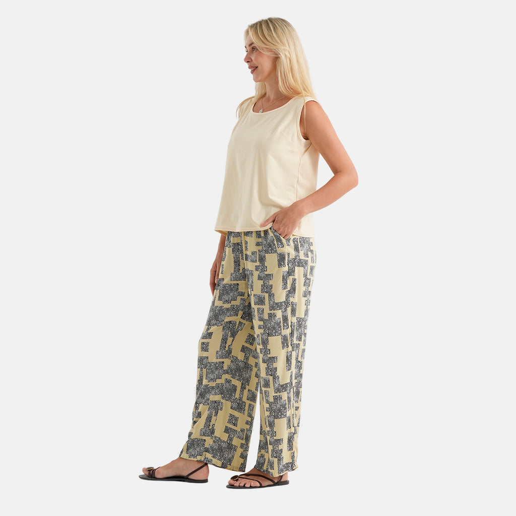 & Maisi Patterned Loungwear (Size - Large) - Yellow & Navy Blue_8521101_2