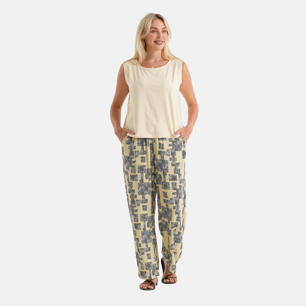 & Maisi Patterned Loungwear (Size - Large) - Yellow & Navy Blue_8521101_3